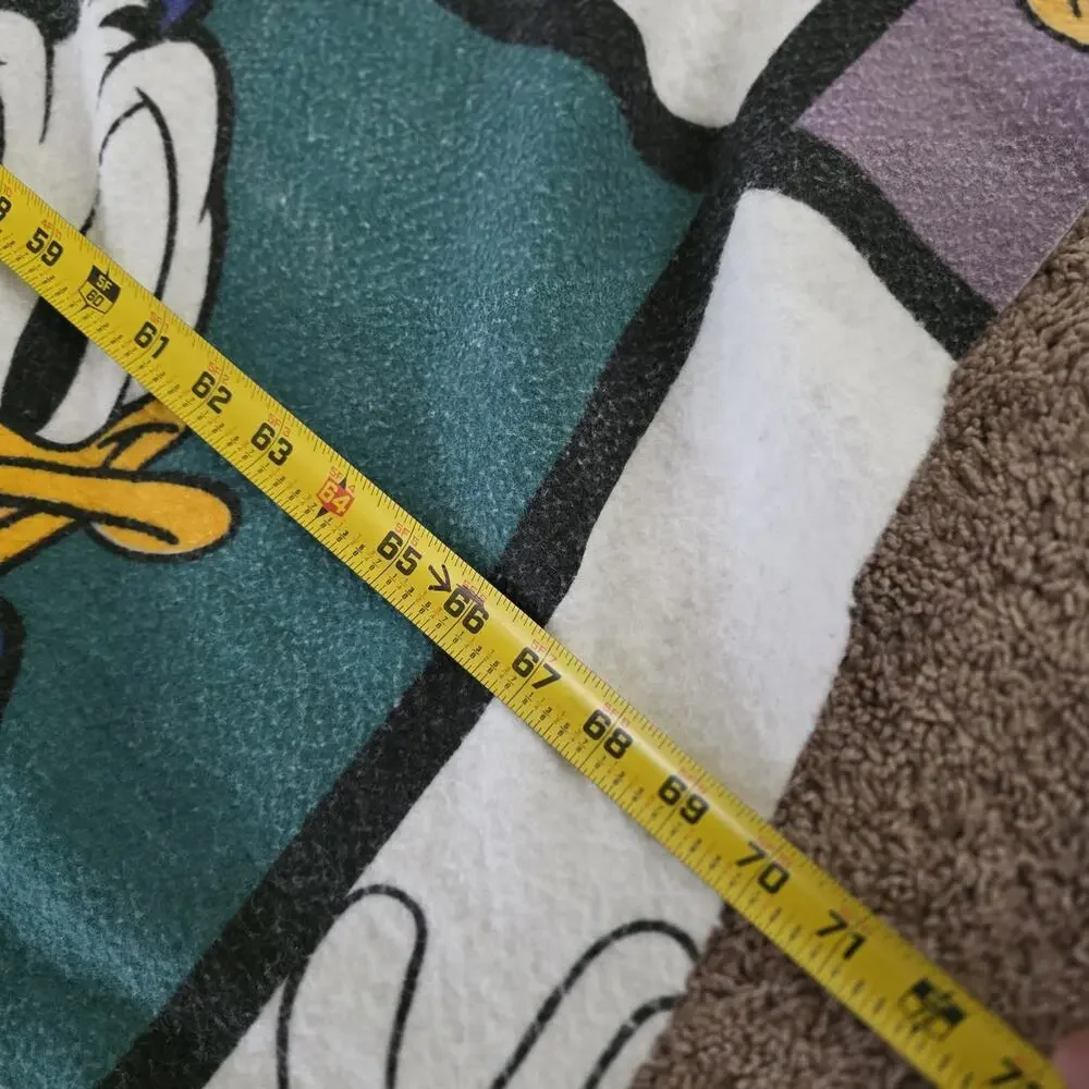 Vintage Disney High Pile Mickey Mouse 70” X 68” Blanket Dundee USA Made Goofy